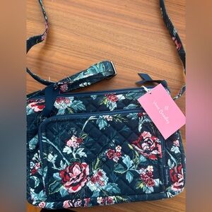 Rose toile cotton little hipster crossbody purse rfid protection